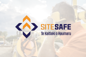 SiteSafe logo on blurred background