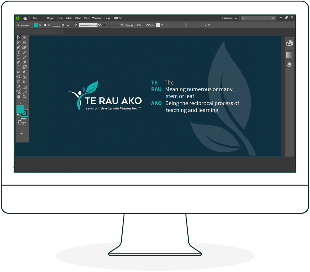 Screenshot of brand work for Te rau ako